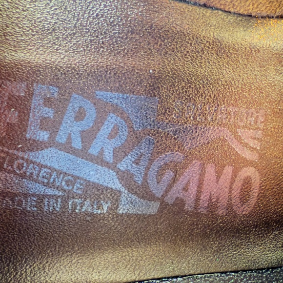 Salvatore Ferragamo Black Suede with Gold detail Heels 8.5 AA - Picture 5 of 10